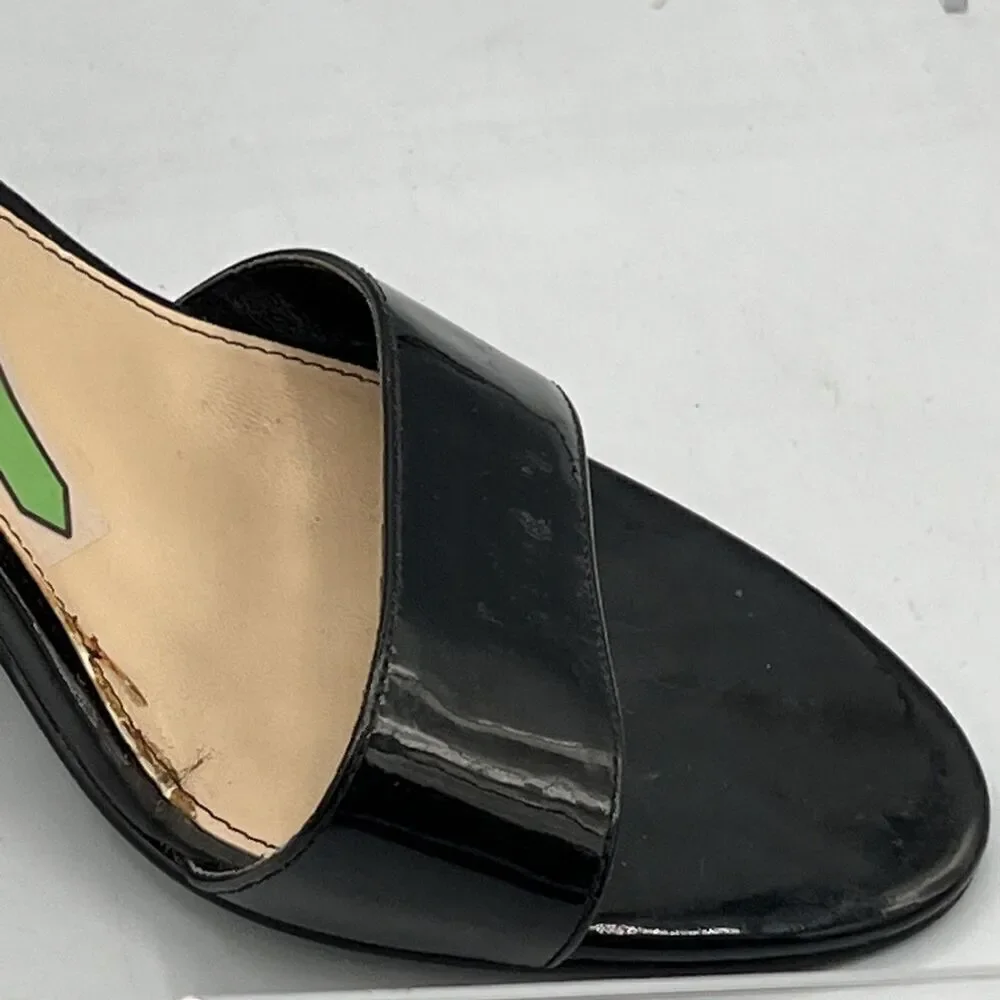 Marc Fisher Black Patent Stiletto Heels Size  8  Zip Back Chic Ankle Wrap